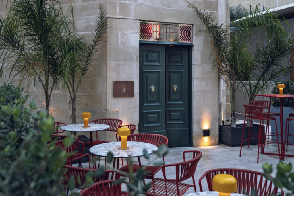 Entrance of Kuch Kuch cocktail bar at Mercury Towers in St Julians Malta
